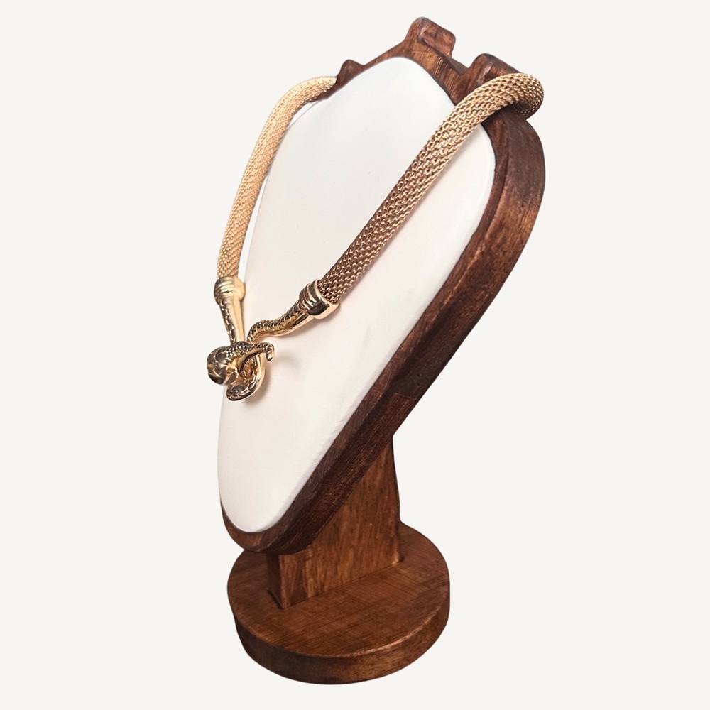Gold Tone Snake Statement Choker Necklace - Picture 5 of 8